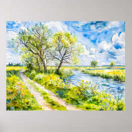 Pad door Havelland in waterverf stijl Poster