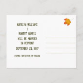 Pad in de Herfst Bossen De datum opslaan Aankondigingskaart (Achterkant)