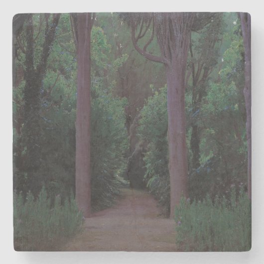 Pad in een park (door Santiago Rusiñol) Stenen Onderzetter (Voorkant)