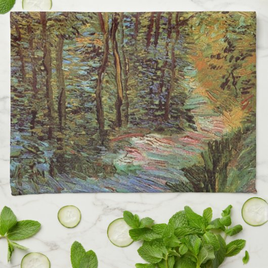 Pad in het bos door Vincent van Gogh Theedoek (Gevouwen)