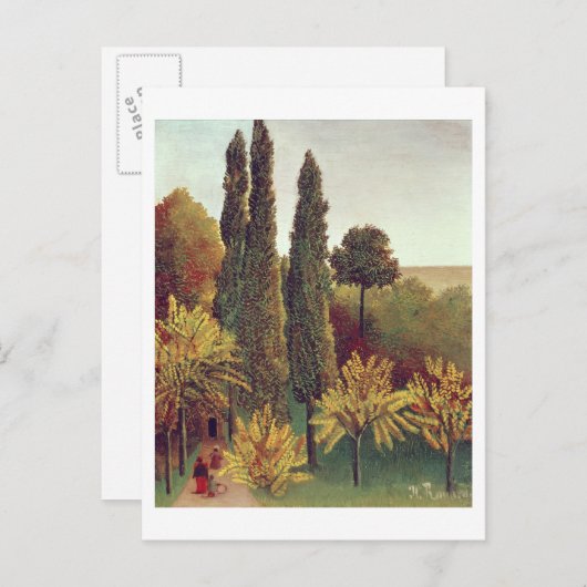 Pad in the Buttes Chaumont Park, Parijs, 1908 (aar Briefkaart (Voorkant / Achterkant)