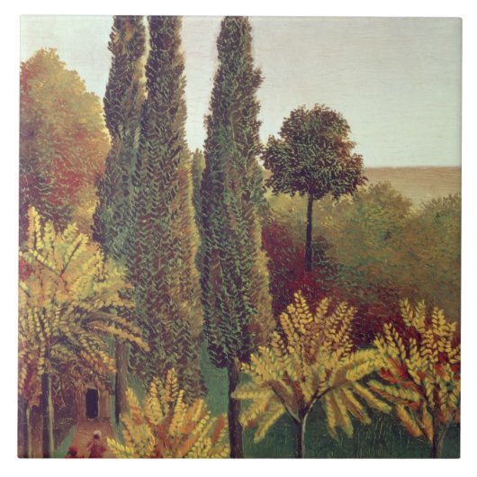 Pad in the Buttes Chaumont Park, Parijs, 1908 (aar Tegeltje (Voorkant)