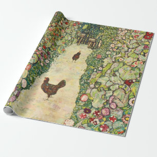 Pad in tuin met kippen door Gustav Klimt Cadeaupapier