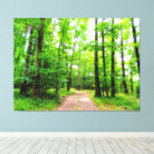 Pad in weelderig groen bos canvas afdruk (Insitu (Houten vloer))