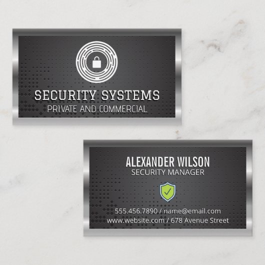 Pad Lock-Logo | Metaal grensnetwerk Visitekaartje (Voorkant / Achterkant)