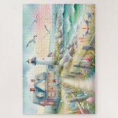 Pad naar de Vuurtoren Cottage aan de kust Legpuzzel (Verticaal)