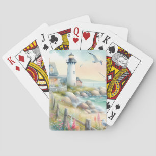 Pad naar de Vuurtoren Cottage aan de kust Pokerkaarten