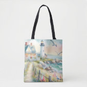 Pad naar de Vuurtoren Kustcottage Tote Bag (Voorkant)