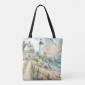 Pad naar de Vuurtoren Kustcottage Tote Bag (Achterkant)