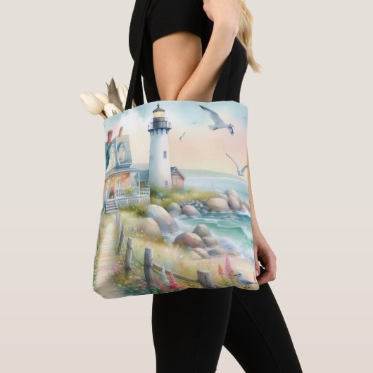 Pad naar de Vuurtoren Kustcottage Tote Bag (Dichtbij)