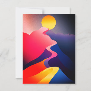 Pad naar de Zon – Levendig Abstract Berglandschap Briefkaart