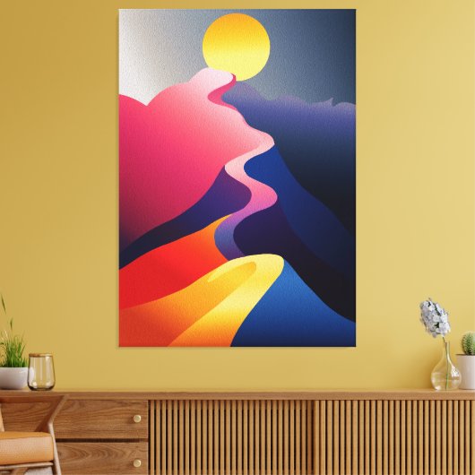 Pad naar de Zon – Levendig Abstract Berglandschap Canvas Afdruk (Insitu (Woonkamer))