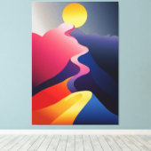 Pad naar de Zon – Levendig Abstract Berglandschap Canvas Afdruk (Insitu (Houten vloer))