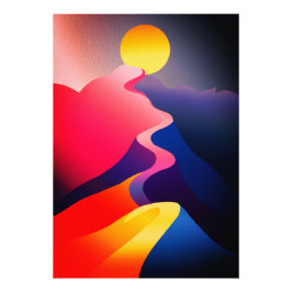 Pad naar de Zon – Levendig Abstract Berglandschap Foto Afdruk