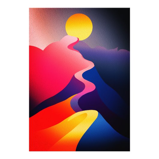 Pad naar de Zon – Levendig Abstract Berglandschap Foto Afdruk (Voorkant)