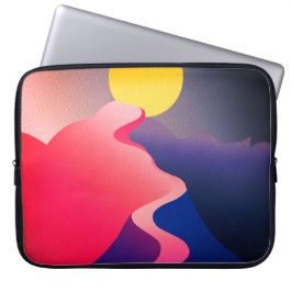 Pad naar de Zon – Levendig Abstract Berglandschap Laptop Sleeve