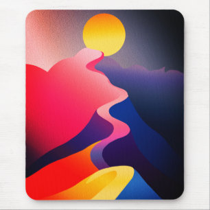 Pad naar de Zon – Levendig Abstract Berglandschap Muismat