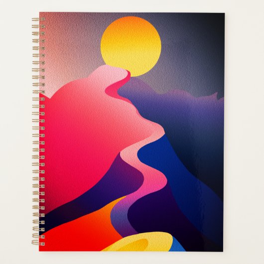 Pad naar de Zon – Levendig Abstract Berglandschap Planner (Voorkant)