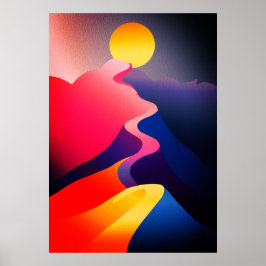 Pad naar de Zon – Levendig Abstract Berglandschap Poster