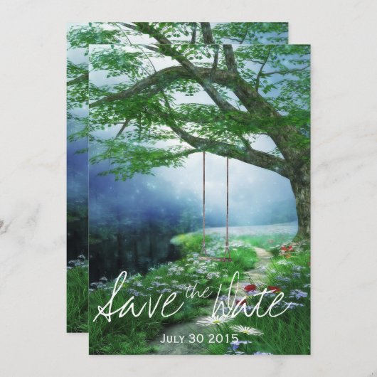 PAD NAAR EEN ONEINDIG BOSSTROOM TROUWKAART SAVE THE DATE (Voorkant / Achterkant)