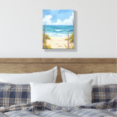 Pad naar het Strand | Kustschildering in waterverf Canvas Afdruk (Insitu (Slaapkamer))