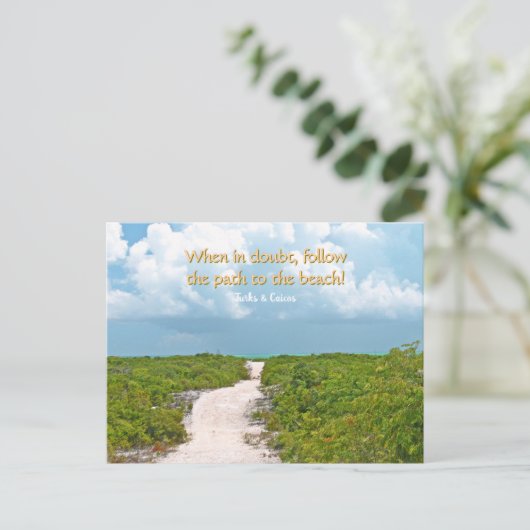 "PAD NAAR HET STRAND" / TURKS & CAICOS BRIEFKAART (Staand voorkant)