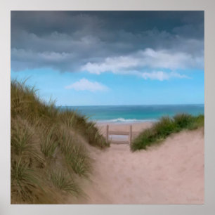Pad naar het strand van Cornish Caribbean Poster