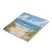 Pad naar het Strand | Waterverf Kust Schildering Tegeltje (Zijkant)