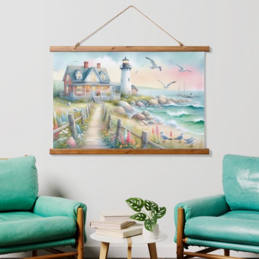 Pad naar het Vuurtoren Kusthuisje Hangend Wandkleed (Woonkamer)