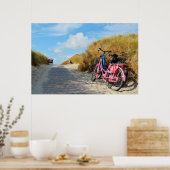 Pad naar strand met fietsen | Norderney, Duitsland Poster (Keuken)
