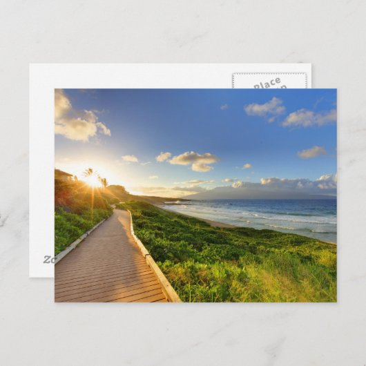 Pad naar zonsondergang. Oneloa Beach. Maui. Briefkaart (Voorkant / Achterkant)