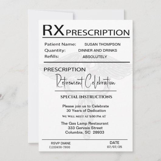 Pad-pensionering medisch recept kaart (Voorkant)