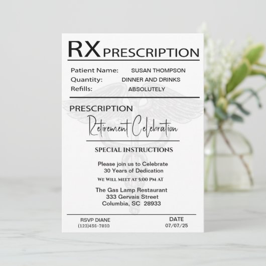 Pad-pensionering medisch recept kaart (Staand voorkant)
