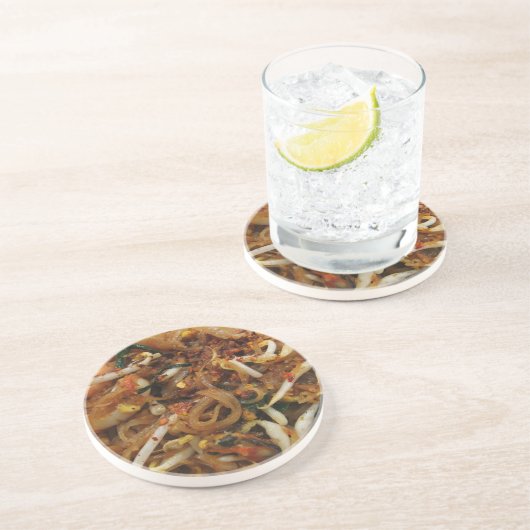 Pad Thai [ผัดไทย] Thaise Straatvoeding Zandsteen Onderzetter (Zijkant)