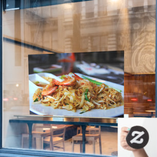 Pad Thai Hongerige Noedels  Garnaal Thais Restaura Raamsticker