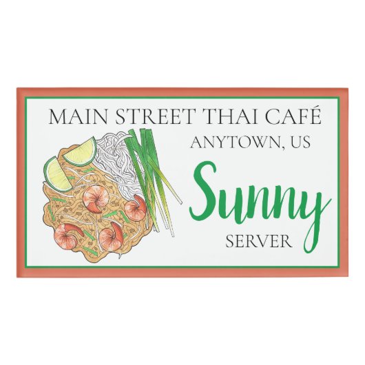 Pad Thaise zomerbroodjes eten restaurant server Naambadge (Voorkant)