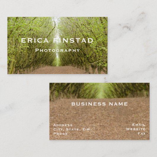 Pad tussen hazelnootboombos visitekaartje (Voorkant / Achterkant)