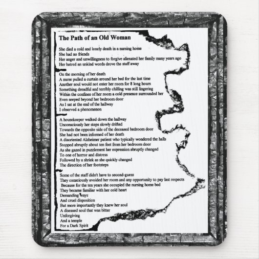 Pad van de oude vrouw muismat (Voorkant)