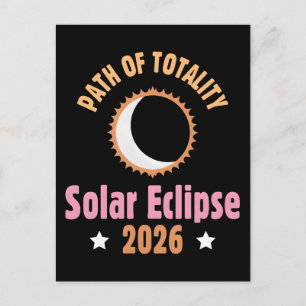 Pad van de totale zonsverduistering 2026 feestdagenkaart