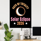 Pad van de totale zonsverduistering 2026 poster (Thuiskantoor)