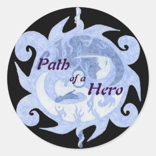 "Pad van een Hero" Embleem (met titel) Ronde Sticker