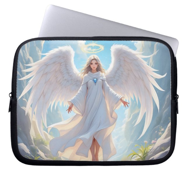 Pad van Genade: Engel van Vreedzame Ascentie Laptop Sleeve (Voorkant)