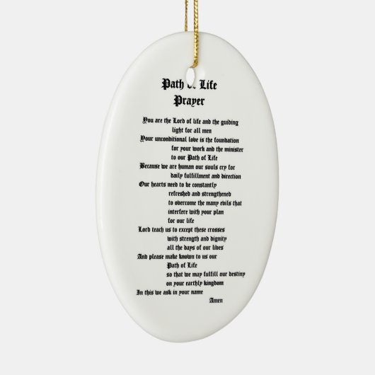 Pad van Life Prayer Keramisch Ornament (Rechts)