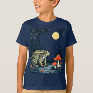 Pad zoeken naar paddenstoelen in een maanverlicht t-shirt