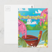 Padangbai cartoon reisposter kunst. briefkaart (Voorkant / Achterkant)
