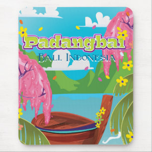 Padangbai cartoon reisposter kunst. muismat