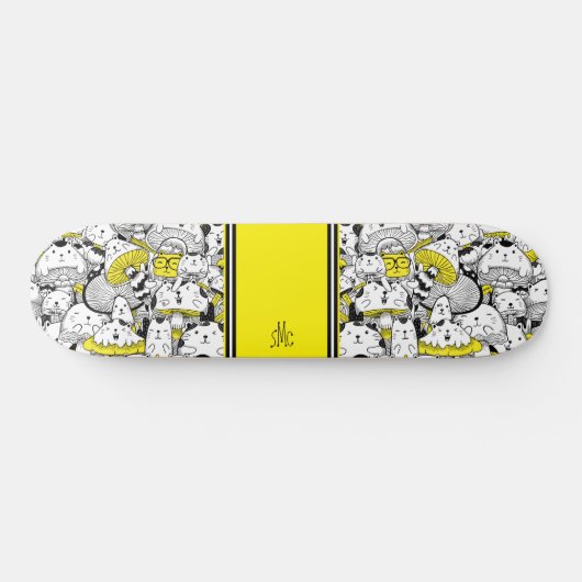Paddenkamerkatten Geel Monogram Persoonlijk Skateboard (Horizontaal)