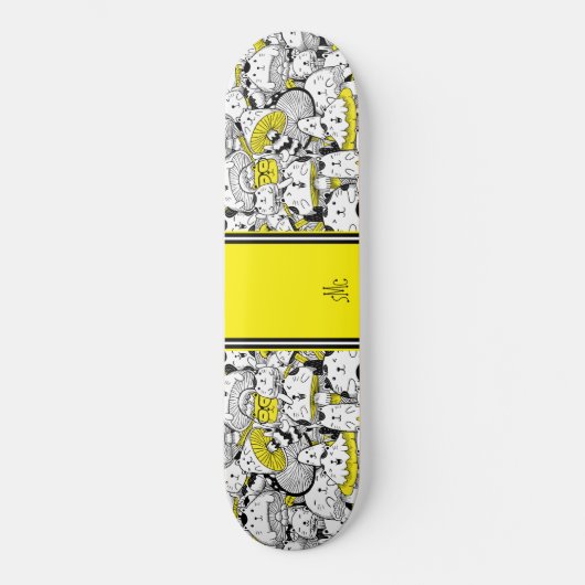 Paddenkamerkatten Geel Monogram Persoonlijk Skateboard (Voorkant)