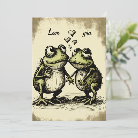 Paddenliefde Feestdagenkaart (Staand voorkant)