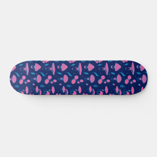 Paddenroze en blauw persoonlijk skateboard (Horizontaal)